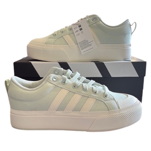 NWT Adidas Bravada 2.0 Platform Pistachio Linen Green White Sneakers Sz 8 - Picture 2 of 9
